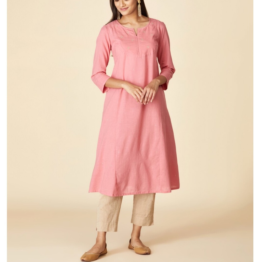 Fabindia cotton embroidered long kurta